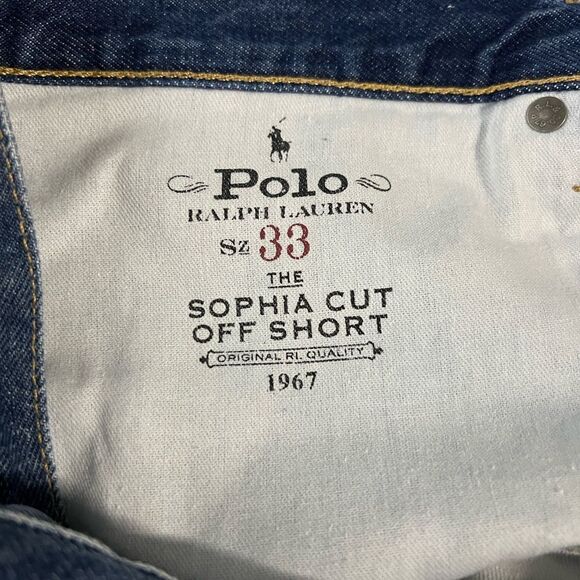 Ralph Lauren Blue Jean Shorts with Frayed Hem - Picture 3 of 4